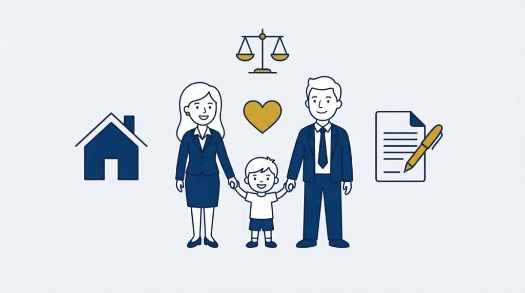 Illustratie van familierecht voor ouders en kinderen