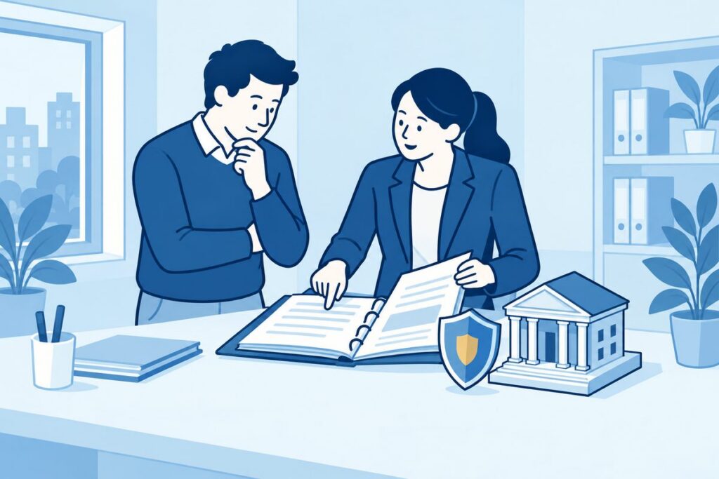 Cliënt bespreekt financiële documenten bij een geschil over de zorgplicht van de bank.