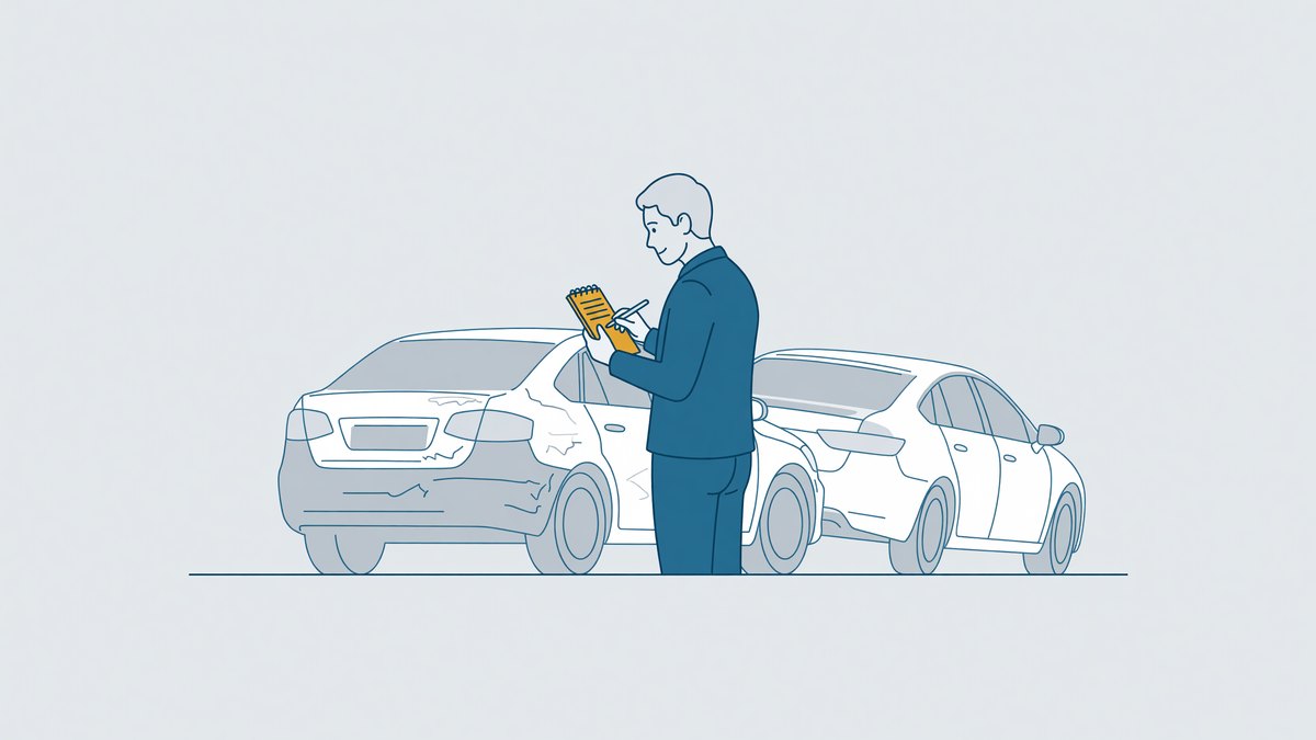Getuige noteert het kenteken van een wegrijdende auto naast een beschadigde auto