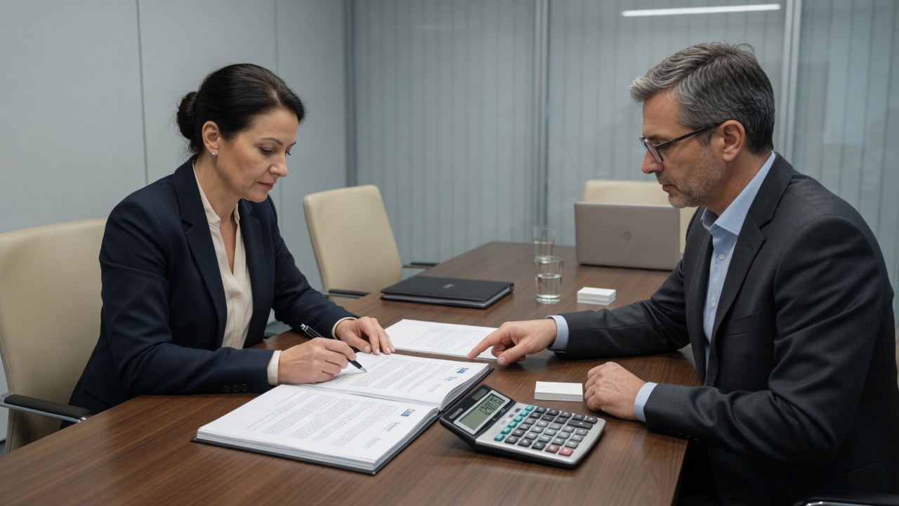 Werknemer en adviseur bespreken de berekening van een ontslagvergoeding