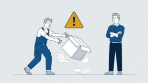 Werknemer maakt een fout op het werk terwijl de leidinggevende toekijkt