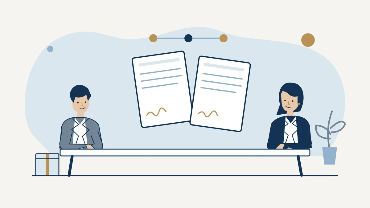 İki girişimci uluslararası ticari sözleşmeleri değerlendiriyor