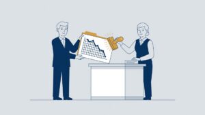 Illustration: an employer submits a file at the UWV counter for dismissal on economic grounds