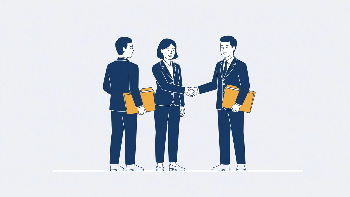 Illustratie bij piketadvocaat wisselen: verdachte geeft een hand aan zijn nieuwe advocaat
