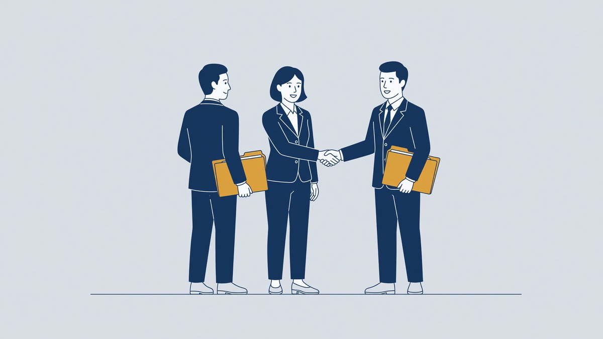 Illustratie bij piketadvocaat wisselen: verdachte geeft een hand aan zijn nieuwe advocaat