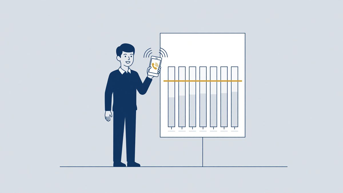 Illustratie: oproepkracht met telefoon naast een grafiek met gelijke weekuren, het rechtsvermoeden arbeidsomvang