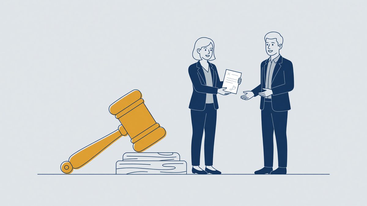 Illustratie: rechtershamer naast een zieke uitzendkracht en een intercedent, uitspraak Hoge Raad over het uitzendbeding