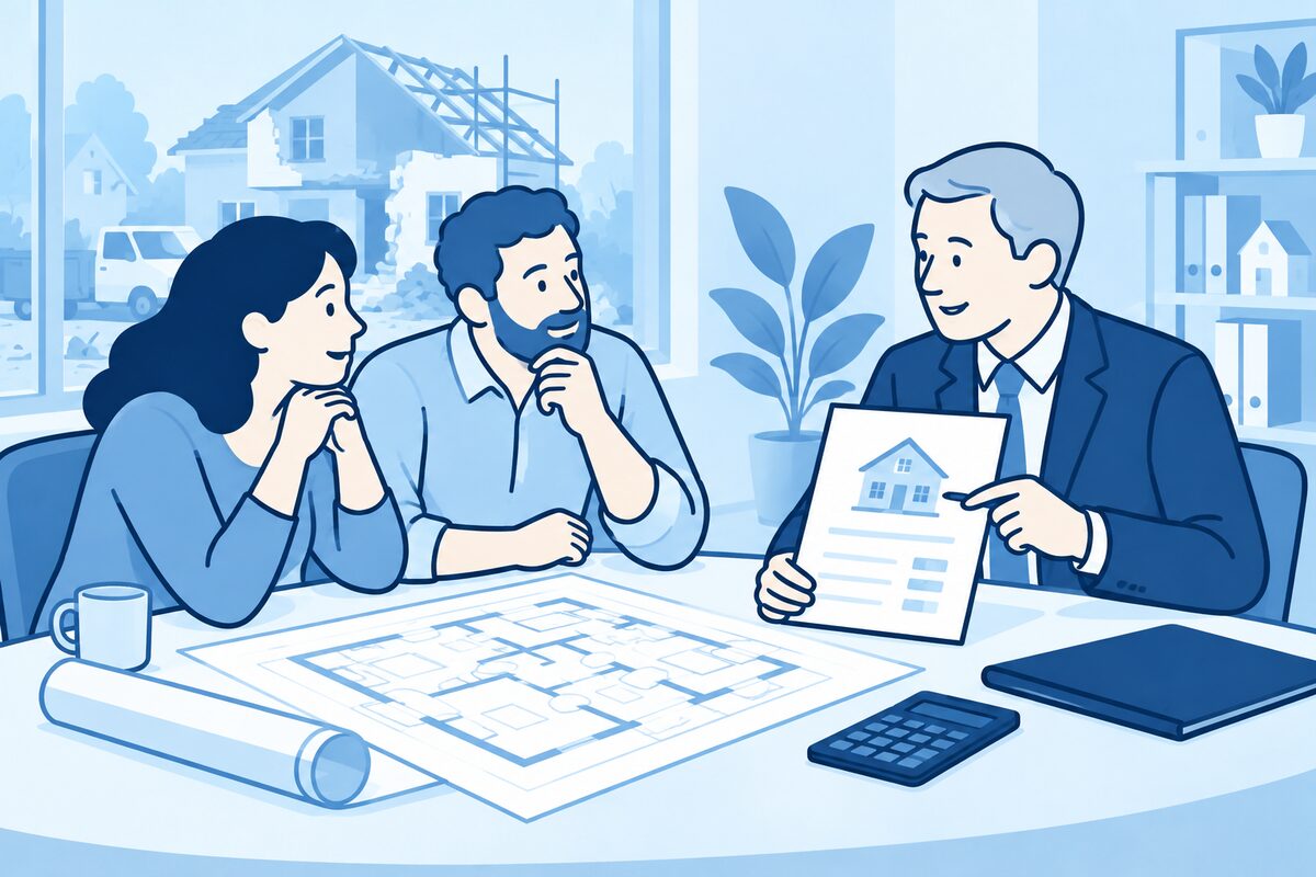 Eigenaar en deskundige vergelijken woningplannen met een verzekerde waarde.