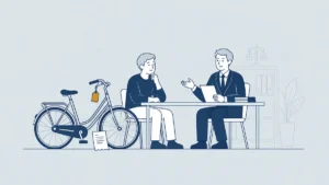 Advocaat bespreekt heling, een tweedehands fiets en aankoopbewijs met een cliënt