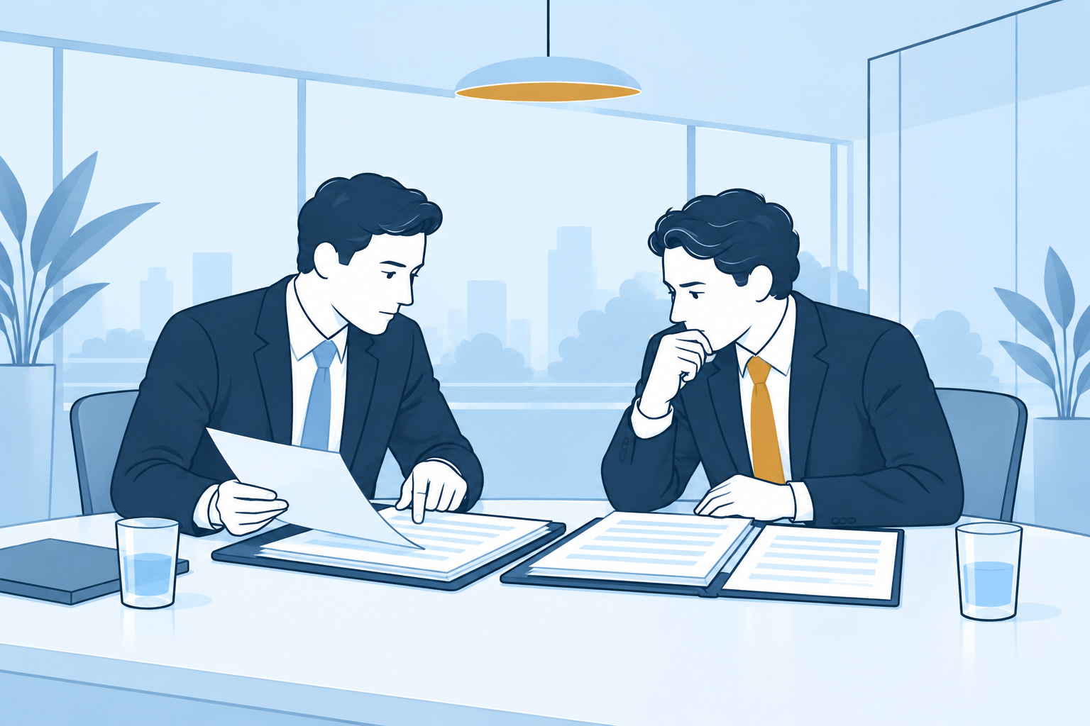 Een ondernemer vergelijkt een financieringscontract en renteswap met een adviseur.