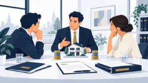 Overleg over de verdeling van een woning en vermogen.