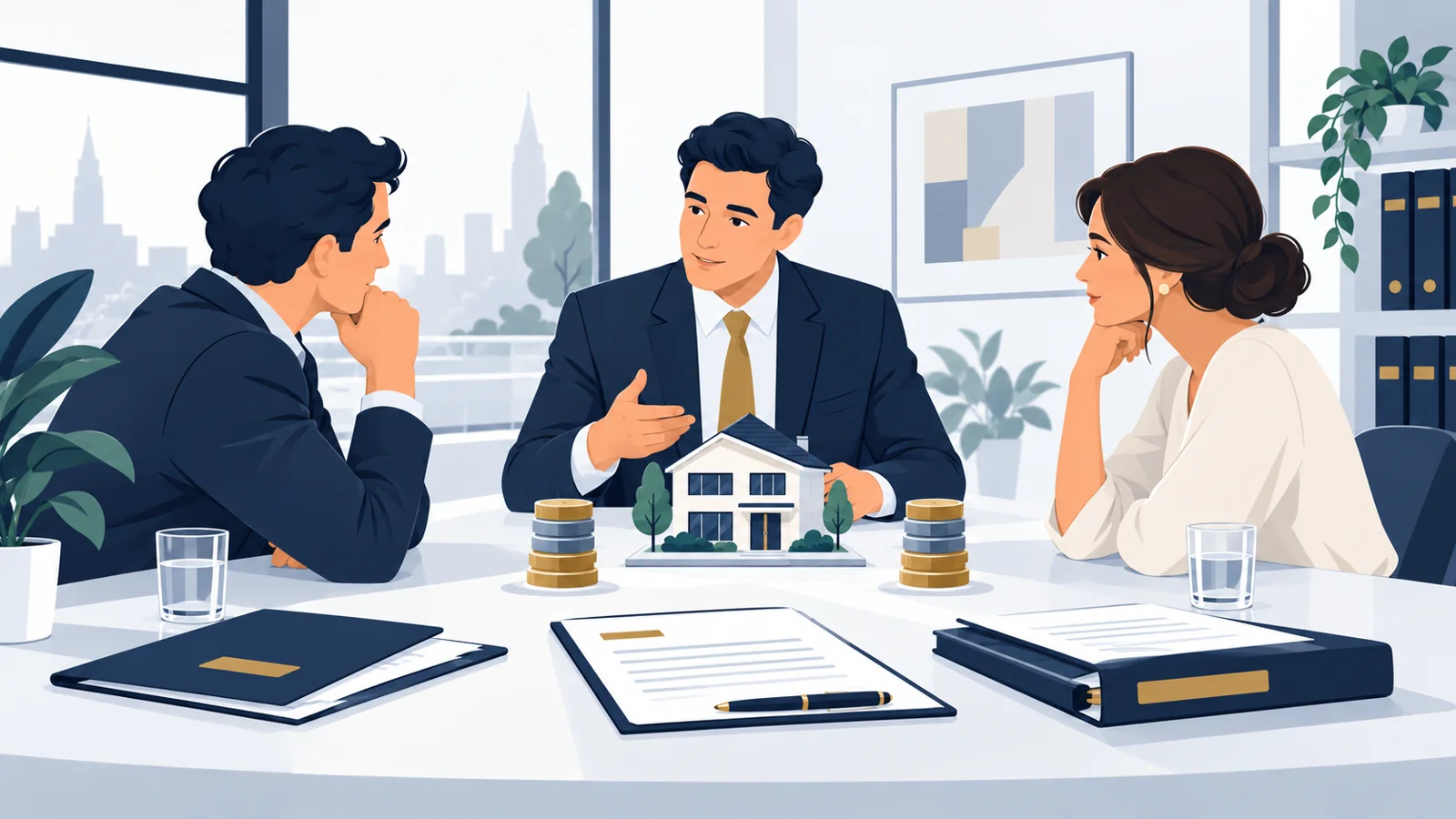 Overleg over de verdeling van een woning en vermogen.