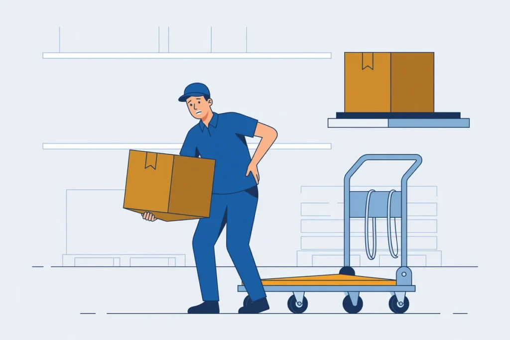 Illustratie bij letsel door tillen op het werk en aansprakelijkheid van de werkgever